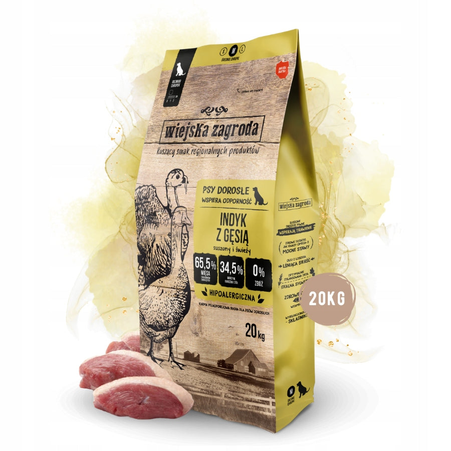 Wiejska Zagroda Dry dog food TURKEY GOOSE VEGETABLES Medium breeds M 20kg