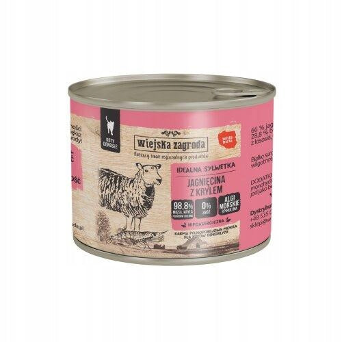 Wiejska Zagroda Lamb with krill wet food for adult cats, 200 g