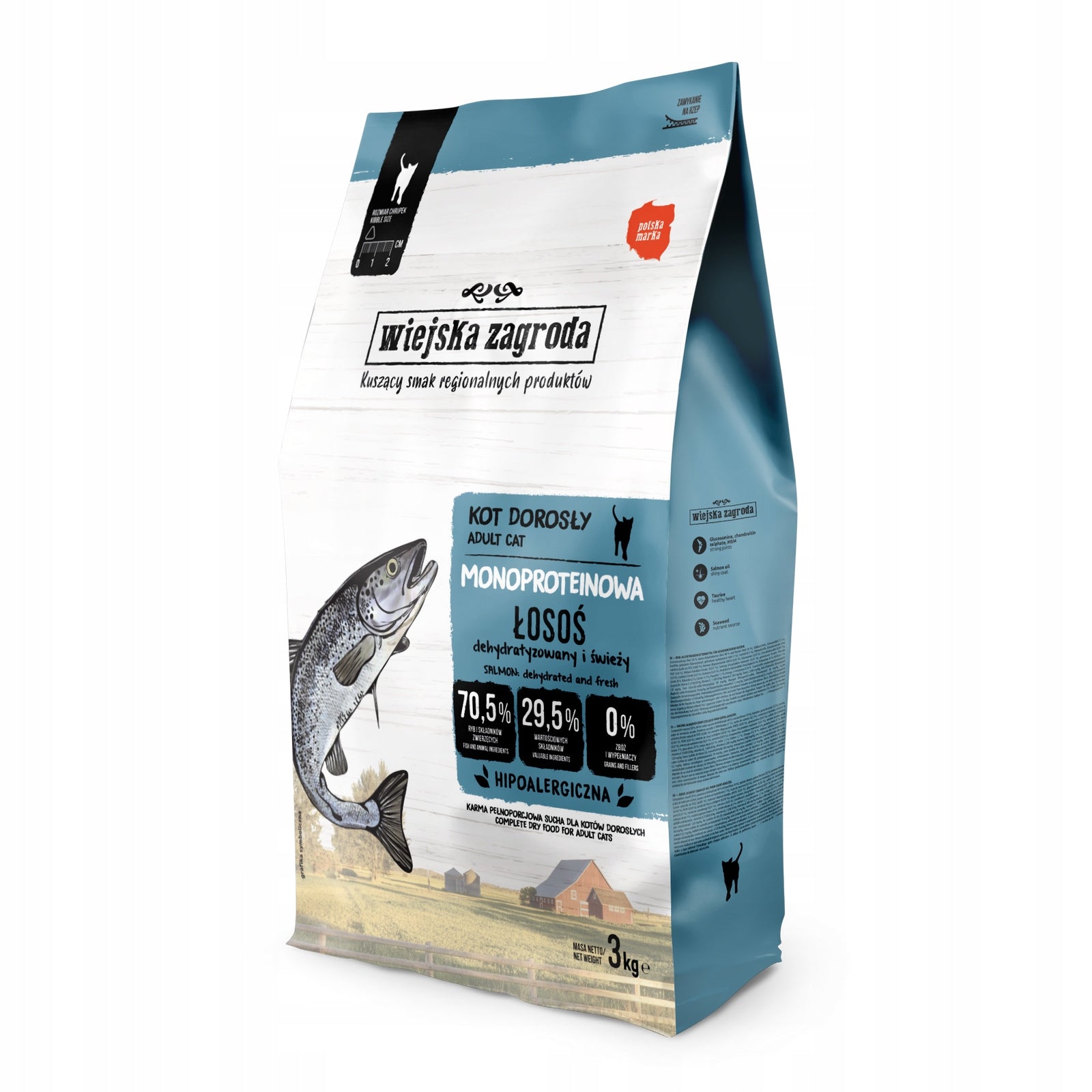 Wiejska Zagroda MONO Salmon 3kg Dry Cat Food