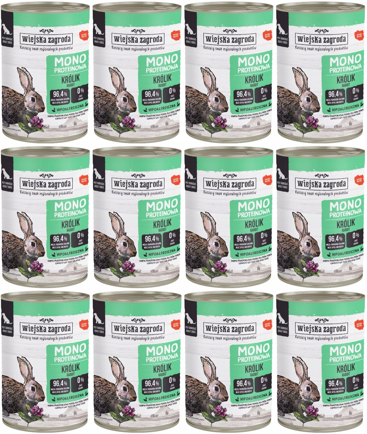 Wiejska Zagroda Monoprotein Rabbit 12 Cans 400 g