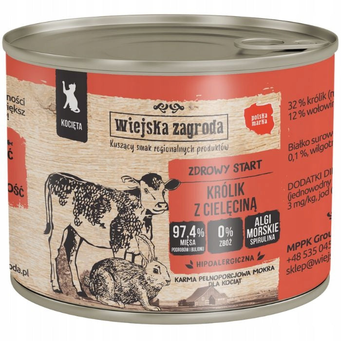 Wiejska Zagroda Rabbit with Veal 200g Wet food for kittens