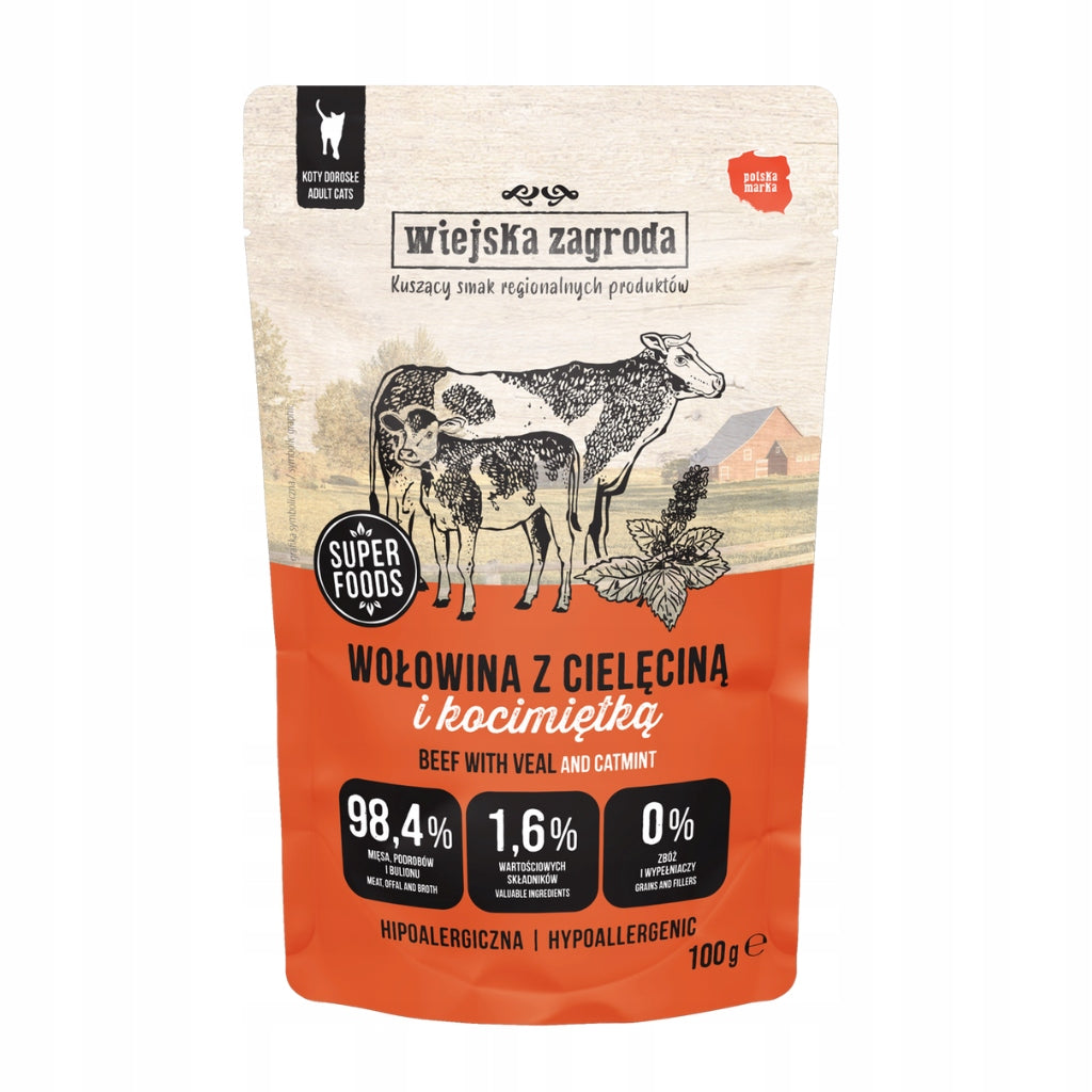 Wiejska Zagroda Wet cat food Beef with veal and catnip 12x1 Manufacturer code Wiejska Zagroda karma mokra dla kota