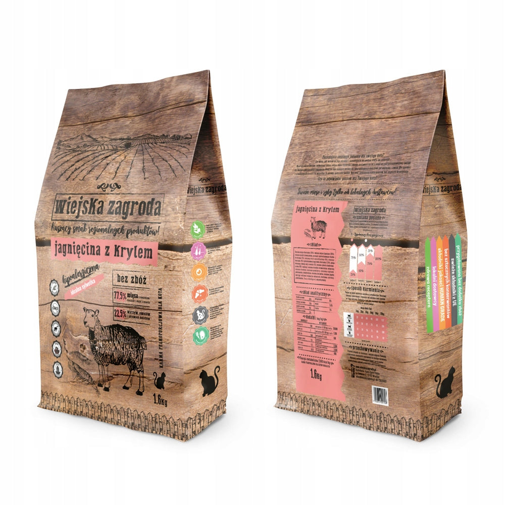 Wiejska Zagroda dry cat food LAMB KRILL 1,6kg Manufacturer code 1063