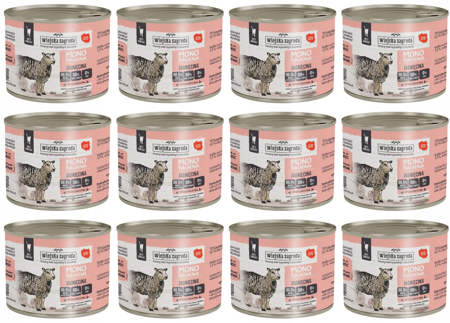 Wiejska Zagroda wet cat food MONOPROTEIN Lamb 12x200g