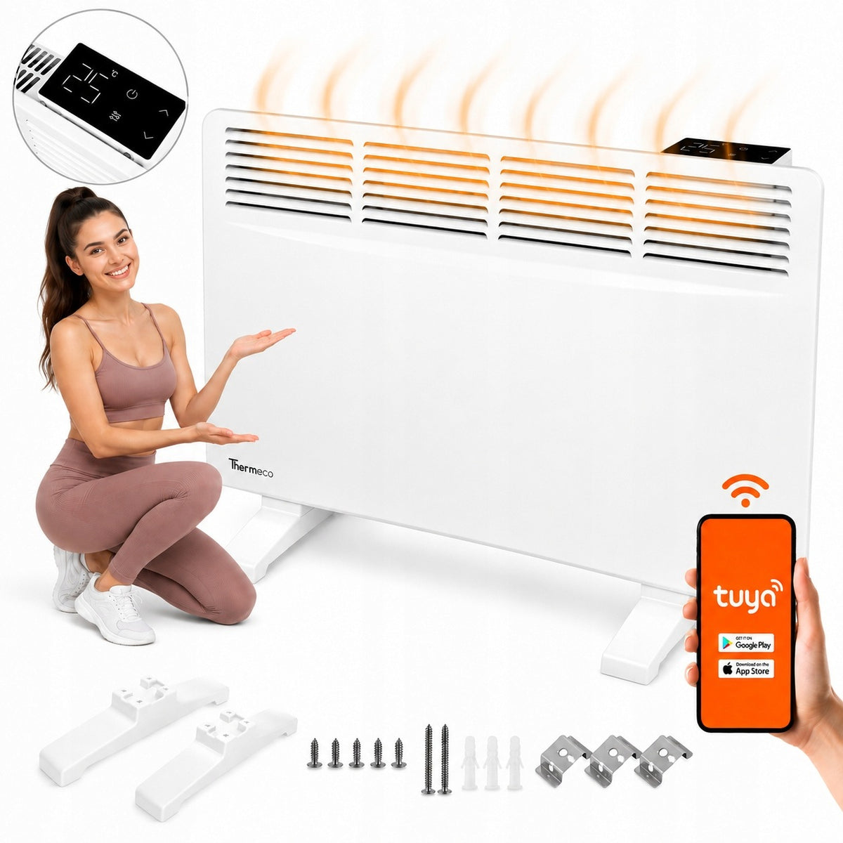 Wifi Electric Heater Energy Efficient Convector Portable 1500W EKO