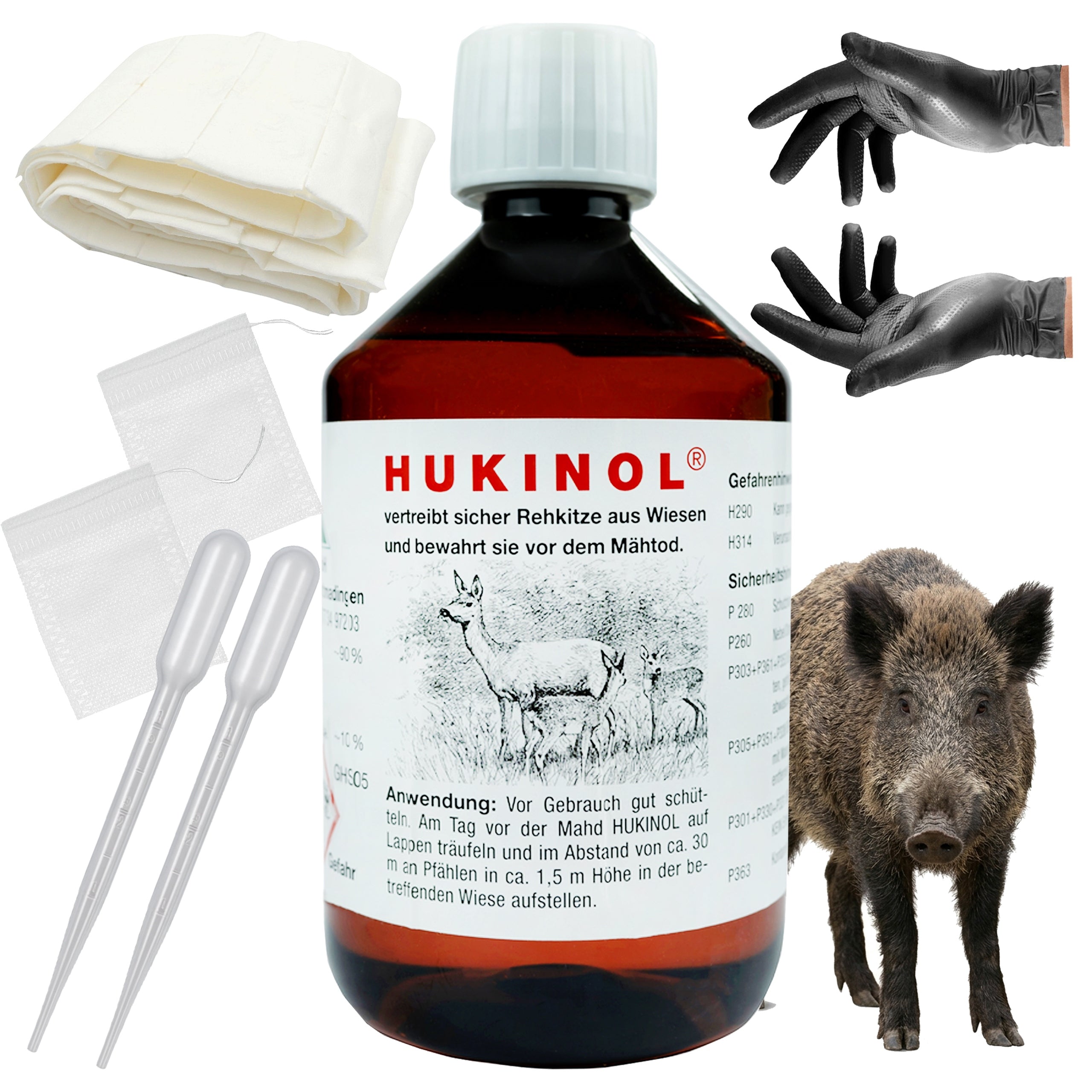 Wild Animal Repellent Hukinol 0,5l Wild Roe deer +50x Dispenser