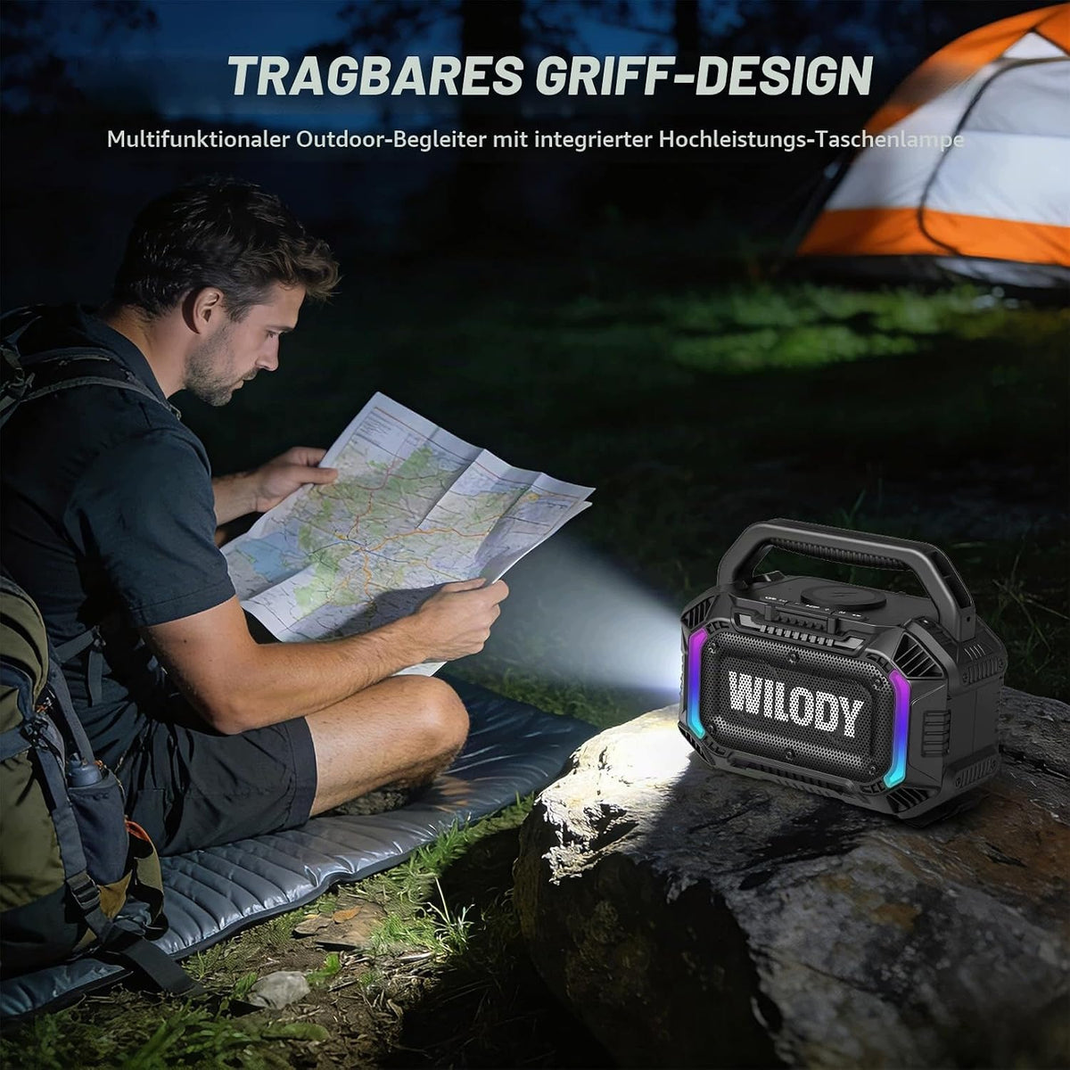 Wilody Boost10X Ultra 100W IPX7 RGB TWS BT 5.3 Bluetooth Speaker with Flashlight Packaging status original