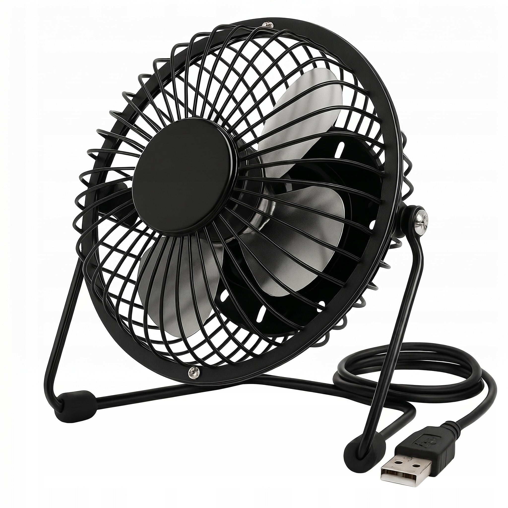 Windmill Desk Fan USB Mini Metal Enclosure and Blades Sturdy