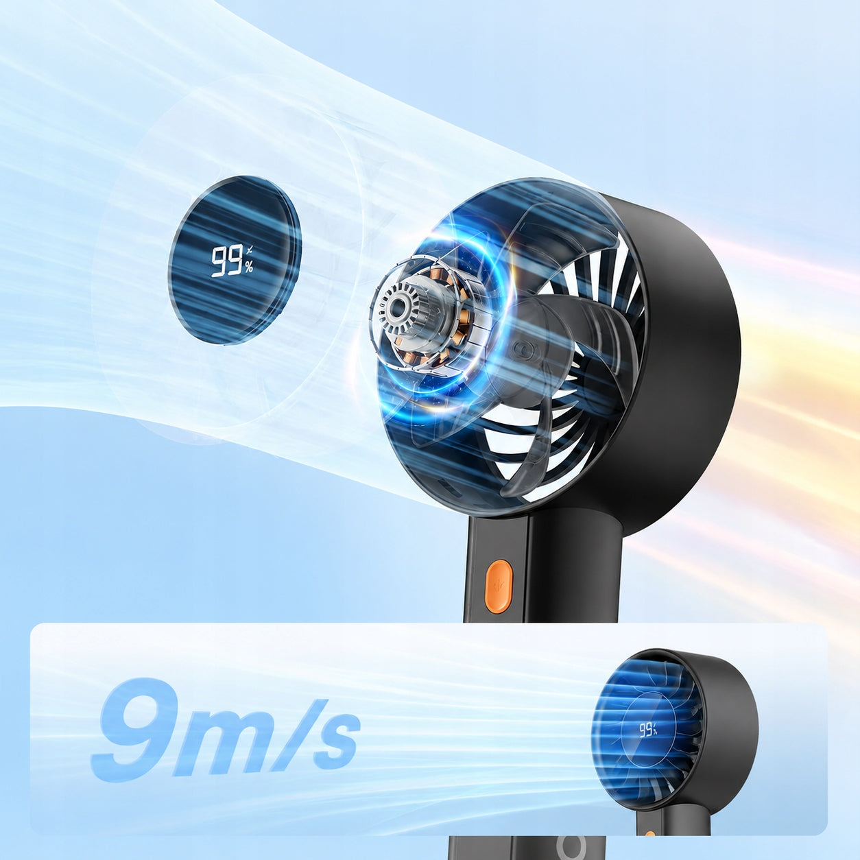 Windmill Quiet Mini Fan Portable Desk Cooling Warmco 5000 mAh Manufacturer code Mini wentylator wiatrak Warmco HC2 czarny