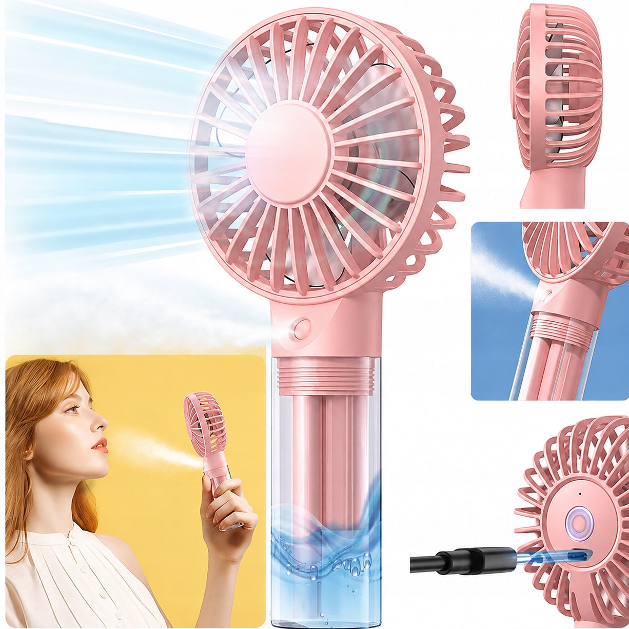 Windmill USB Quiet Mini Desk Fan Cooling TOPK K31 pink
