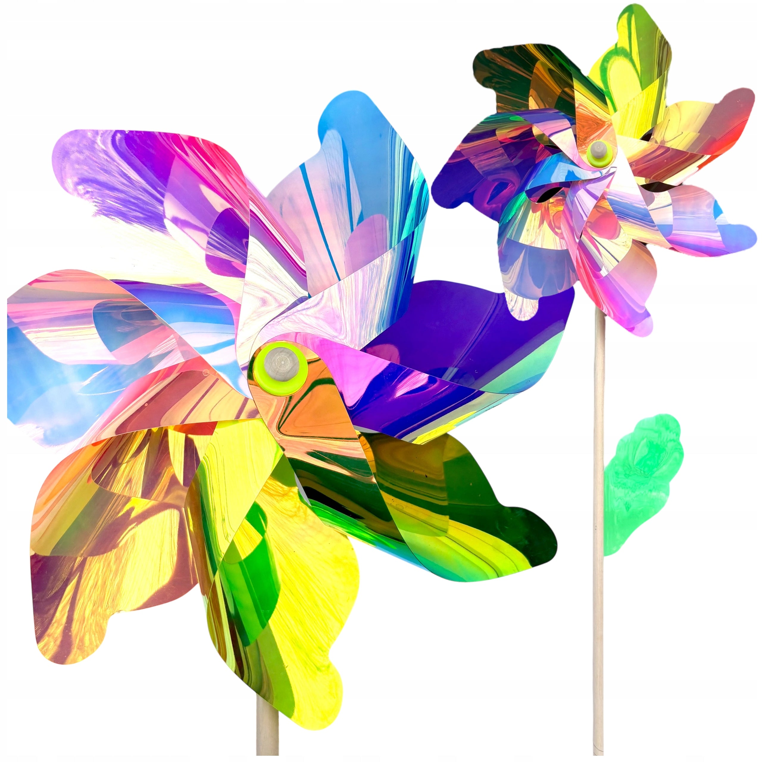 Windmill large 110 cm colorful holographic windmill for wooden garden.