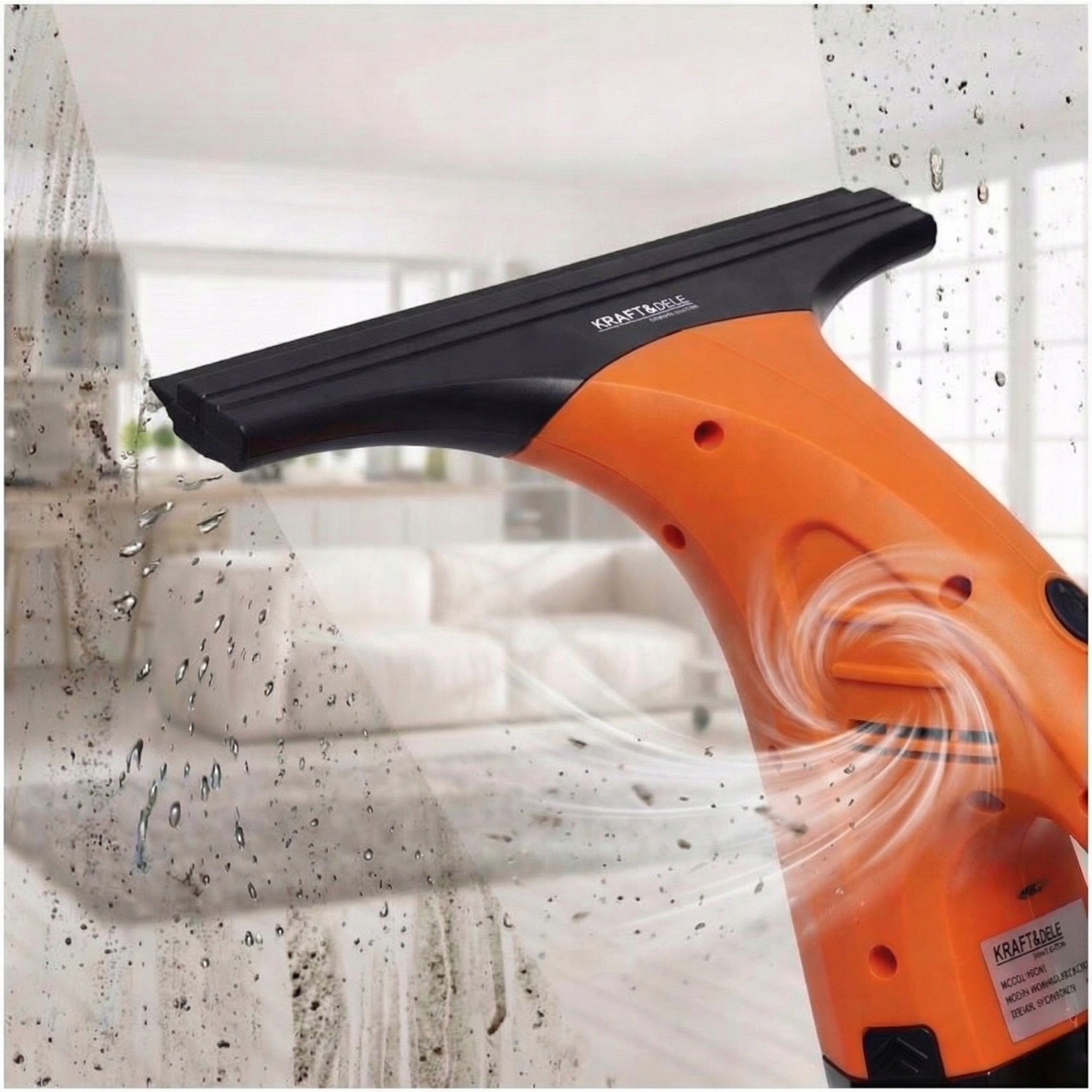 Window Washer Cordless With Sprayer Water Squeegee Microfiber Dominant color orange