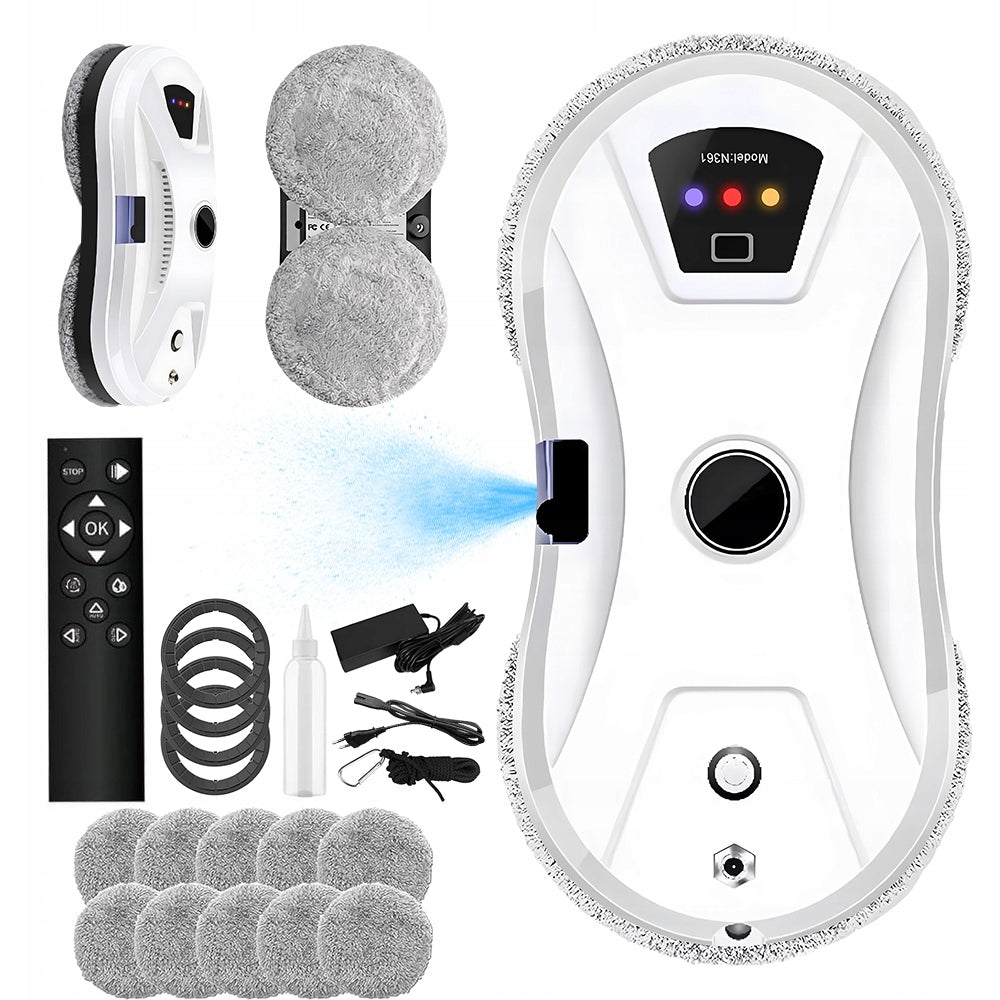 Window cleaning robot with automatic spraying 5600Pa 3 modes+10cloths