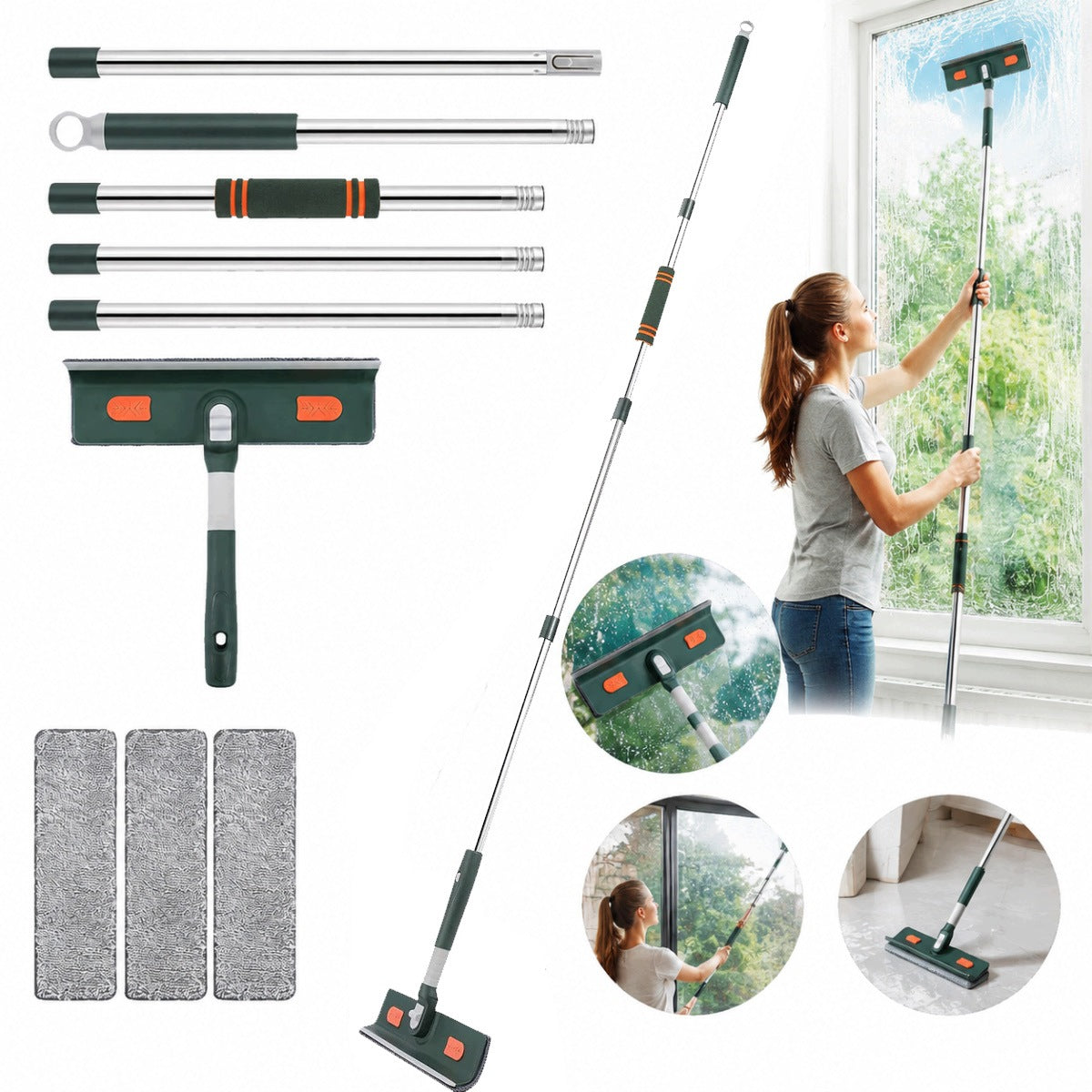 Window washer window washer telescopic long with stick