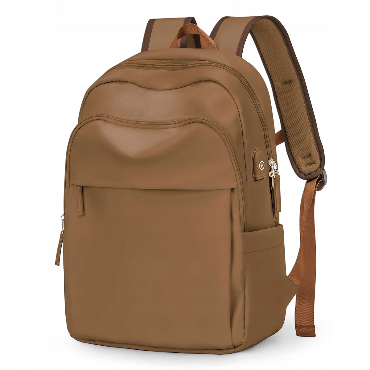 Winspansy Brown Backpack with USB, Travel Backpack, School Bag B917
