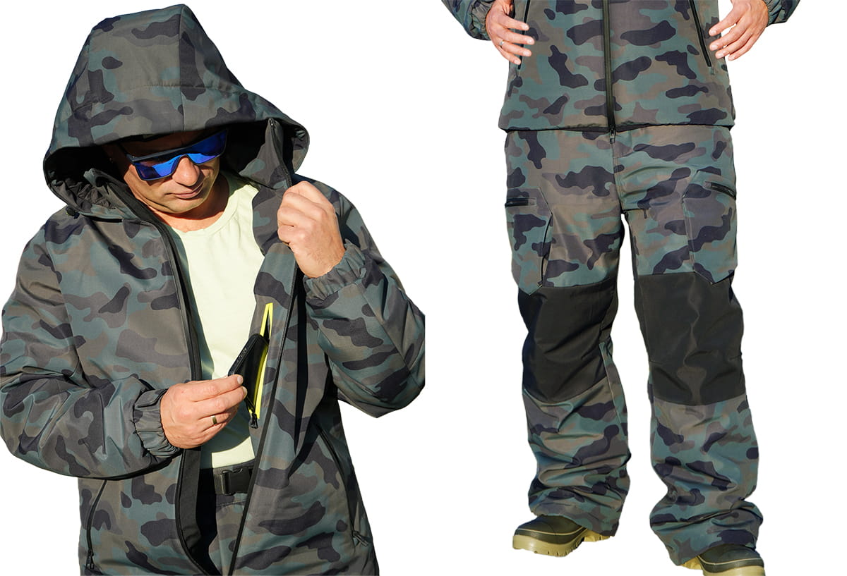 Winter Fishing Suit Jacket + Thermal Pants Kraken Camo Roz XXXL