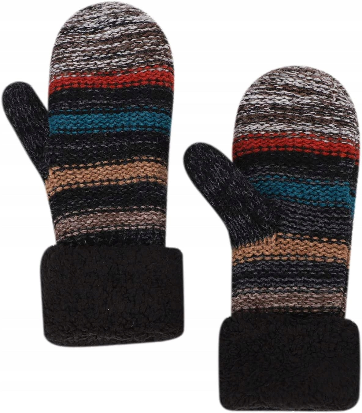 Winter gloves women warm wool wolf w Color white