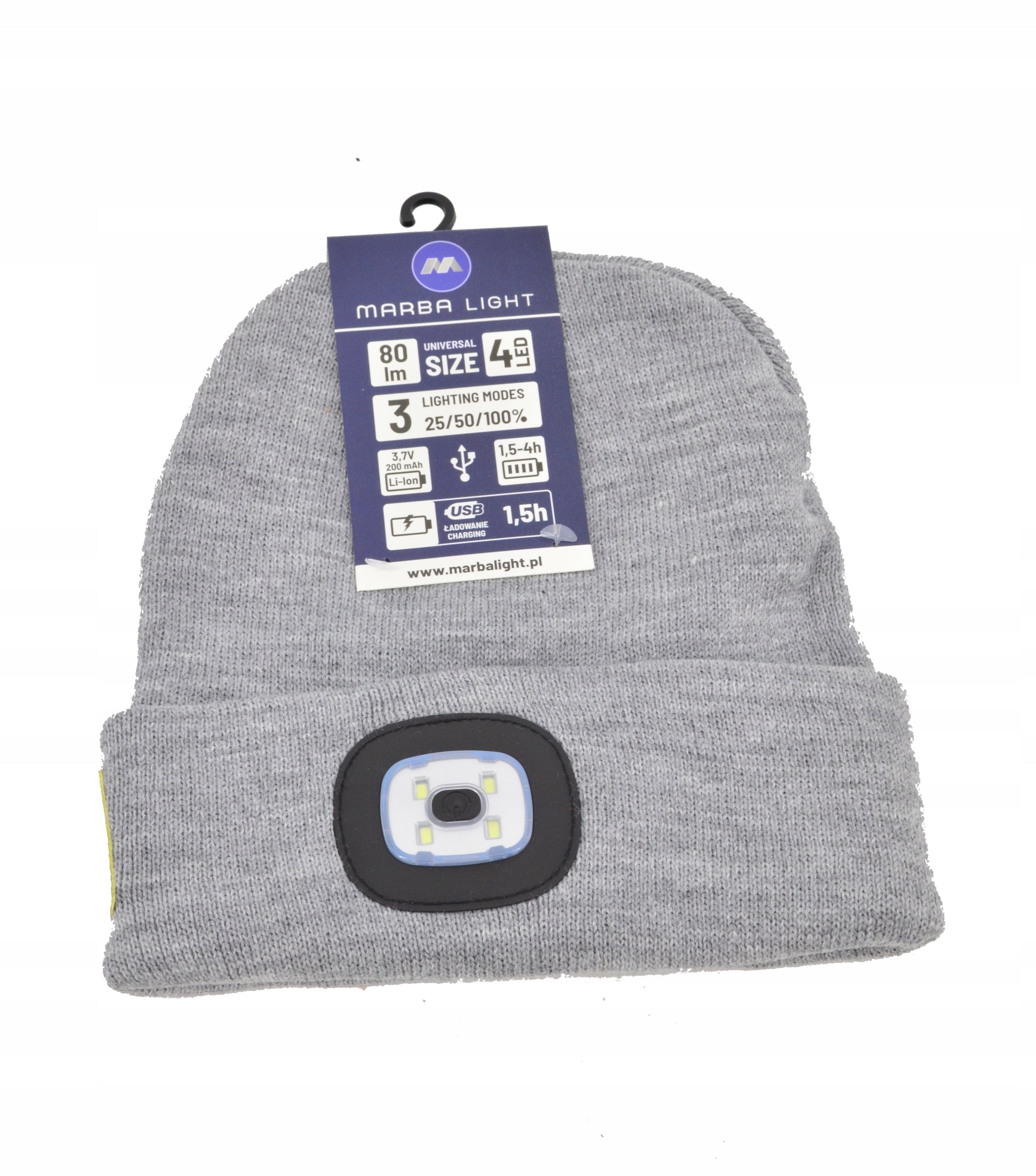 Winter hat Marba Light MLHATGREY grey r. universal WITH LED FLASHLIGHT