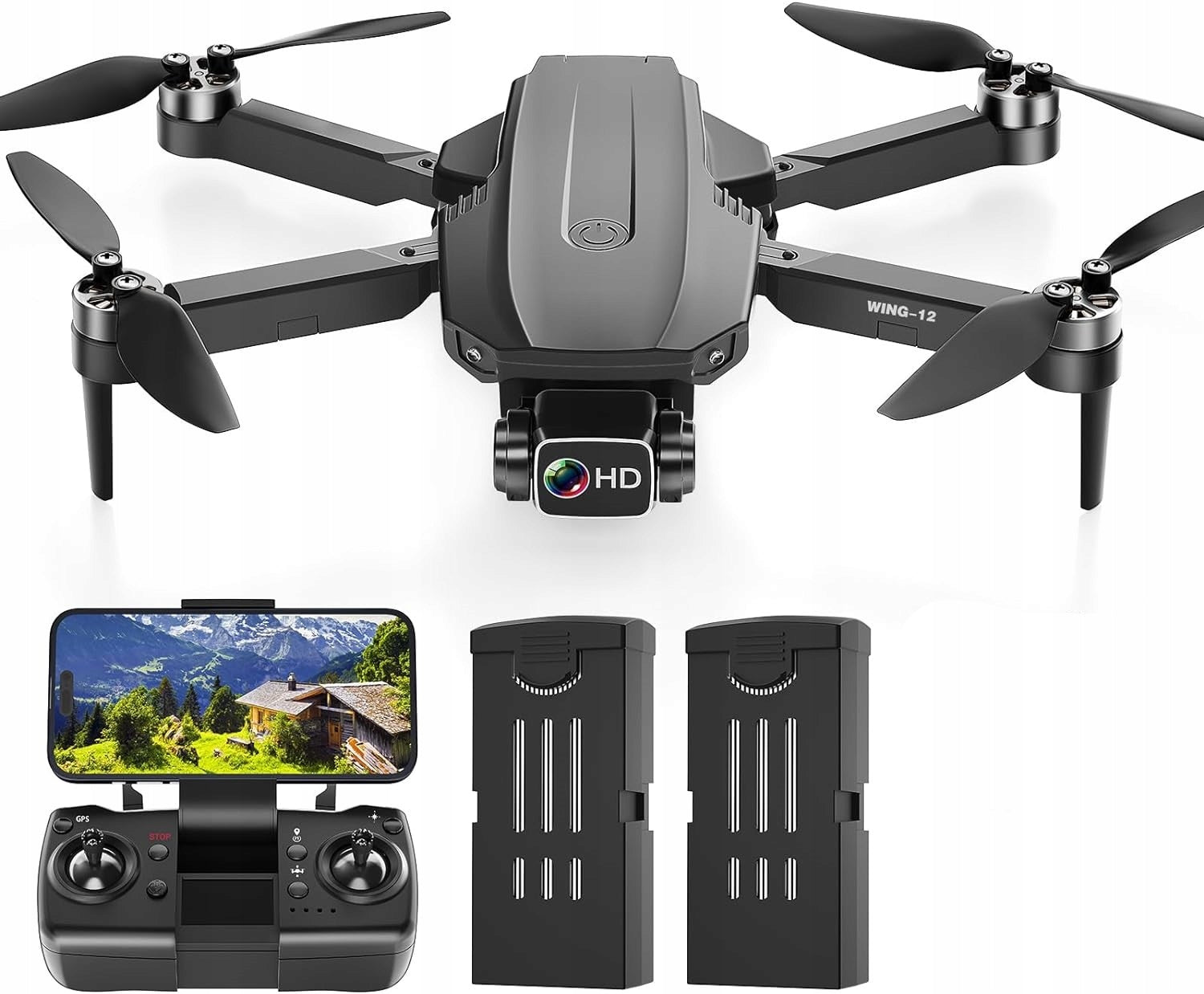 WipKviey drone with 4K Wing-12 GPS 5G WiFi camera up to 500 meters 4K UHD FPV