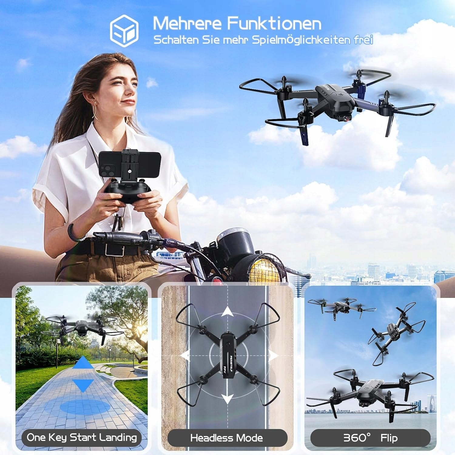 Wipkviey T6 Remote Controlled Drone FPV WiFi 2 Batteries Camera 1080p Packaging status original