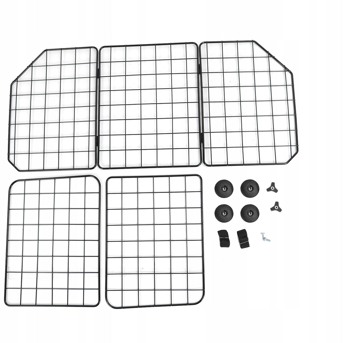 Wire mesh barrier for dog adjunct space, adjustable,