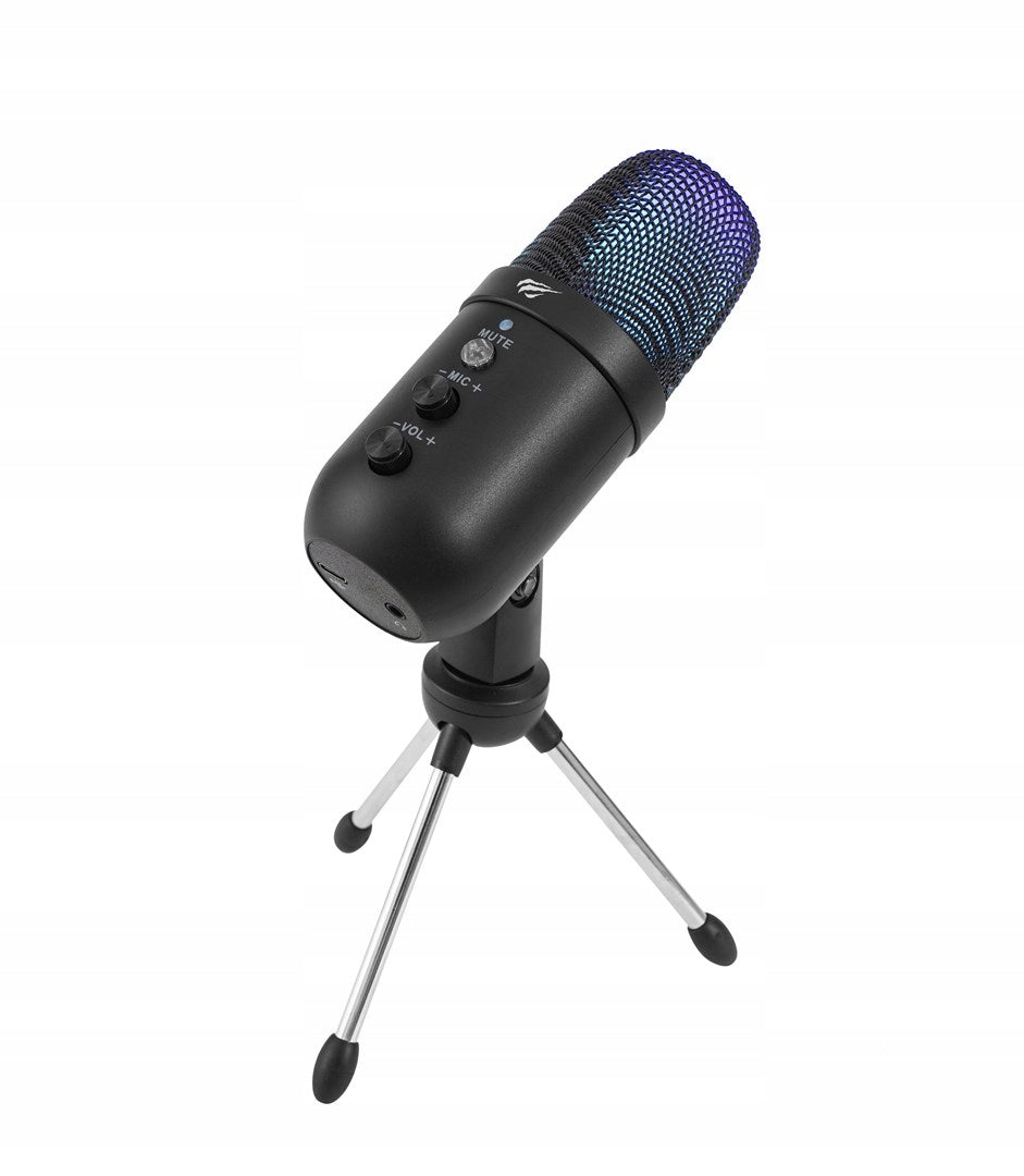 Wired Gaming Microphone Desktop RGB USB Cardioid Stream + Tripod