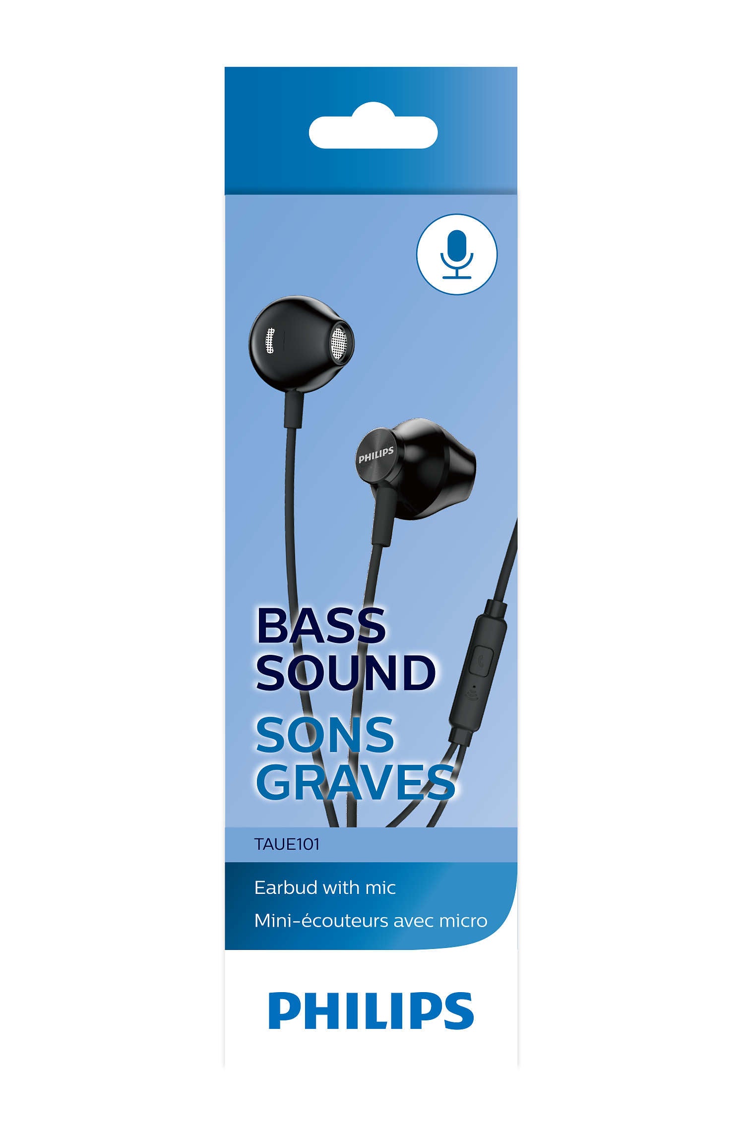 Wired Headphones PHILIPS TAUH101 Microphone Lightweight Design Jack 3.5mm Manufacturer code TAUE101BK