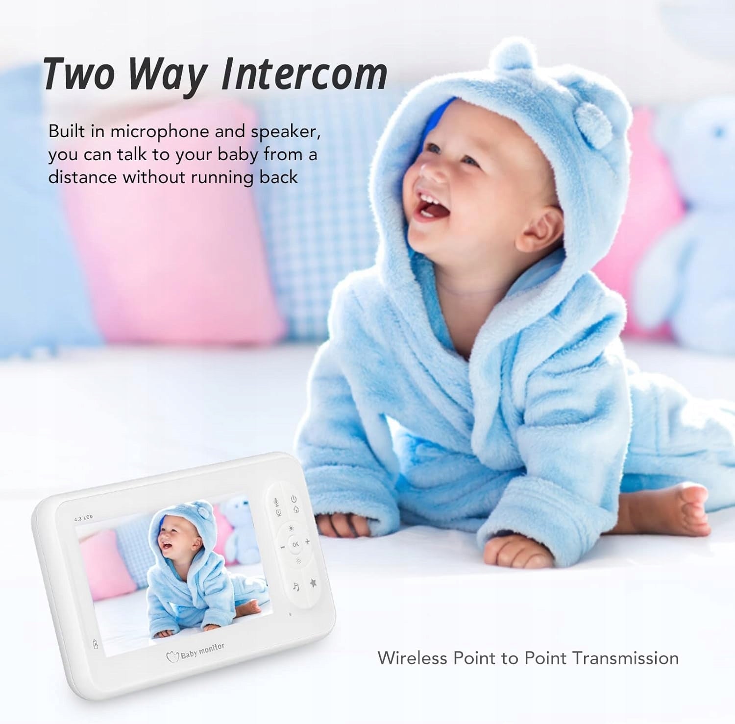 Wireless Baby Monitor with Infrared Night Vision. Color white