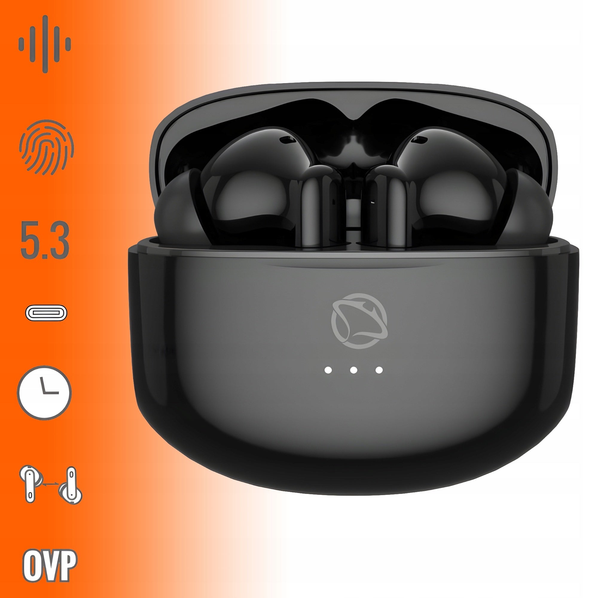 Wireless Bluetooth In-Ear Headphones Manta RYTMO black MTWS008B Manufacturer code Słuchawki bezprzewodowe Rytmo MTWS008B czarne