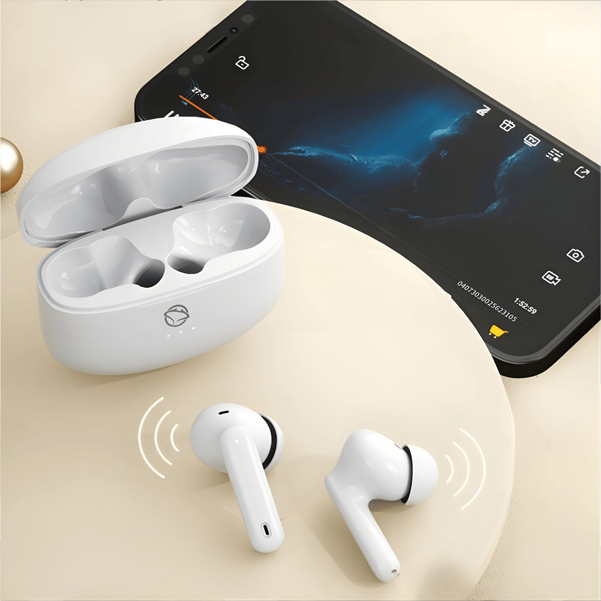 Wireless Bluetooth In-Ear Headphones Manta RYTMO white MTWS008W Packaging status original