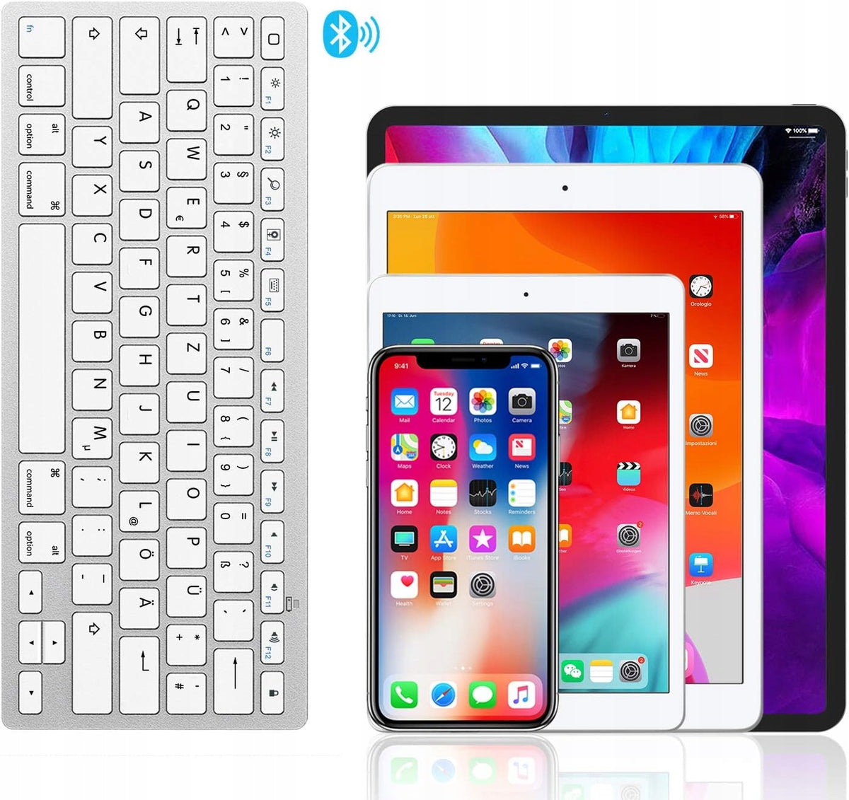 Wireless Bluetooth Keyboard Omoton KB066 Keyboard layout DE (qwertz)