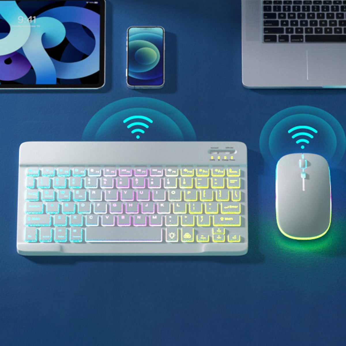 Wireless Bluetooth Keyboard Quiet Typing Portable for White Model Portable Keyboard Silent Slim Computer Tablet