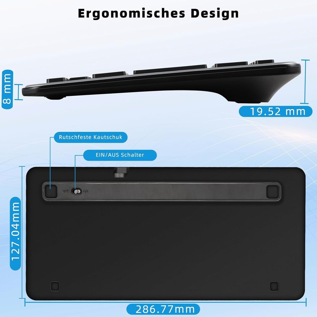 Wireless Bluetooth Keyboard – Ultra-thin, German QWERTZ Manufacturer code fbd