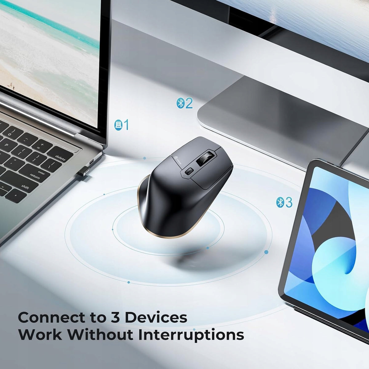Wireless Bluetooth Mouse 2.4G Ergonomic DPI iClever Manufacturer code 53887