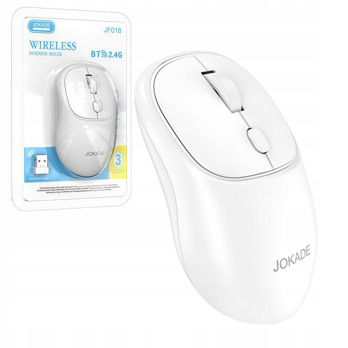 Wireless Bluetooth Mouse 2.4G JOKADE Silent Optical Mouse WHITE
