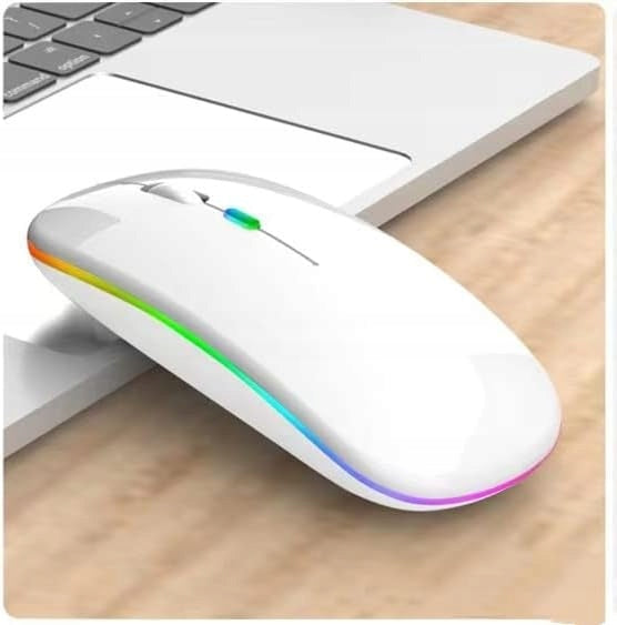 Wireless Bluetooth Mouse 5.2/2.4GHz Backlit 1600dpi Mirror White