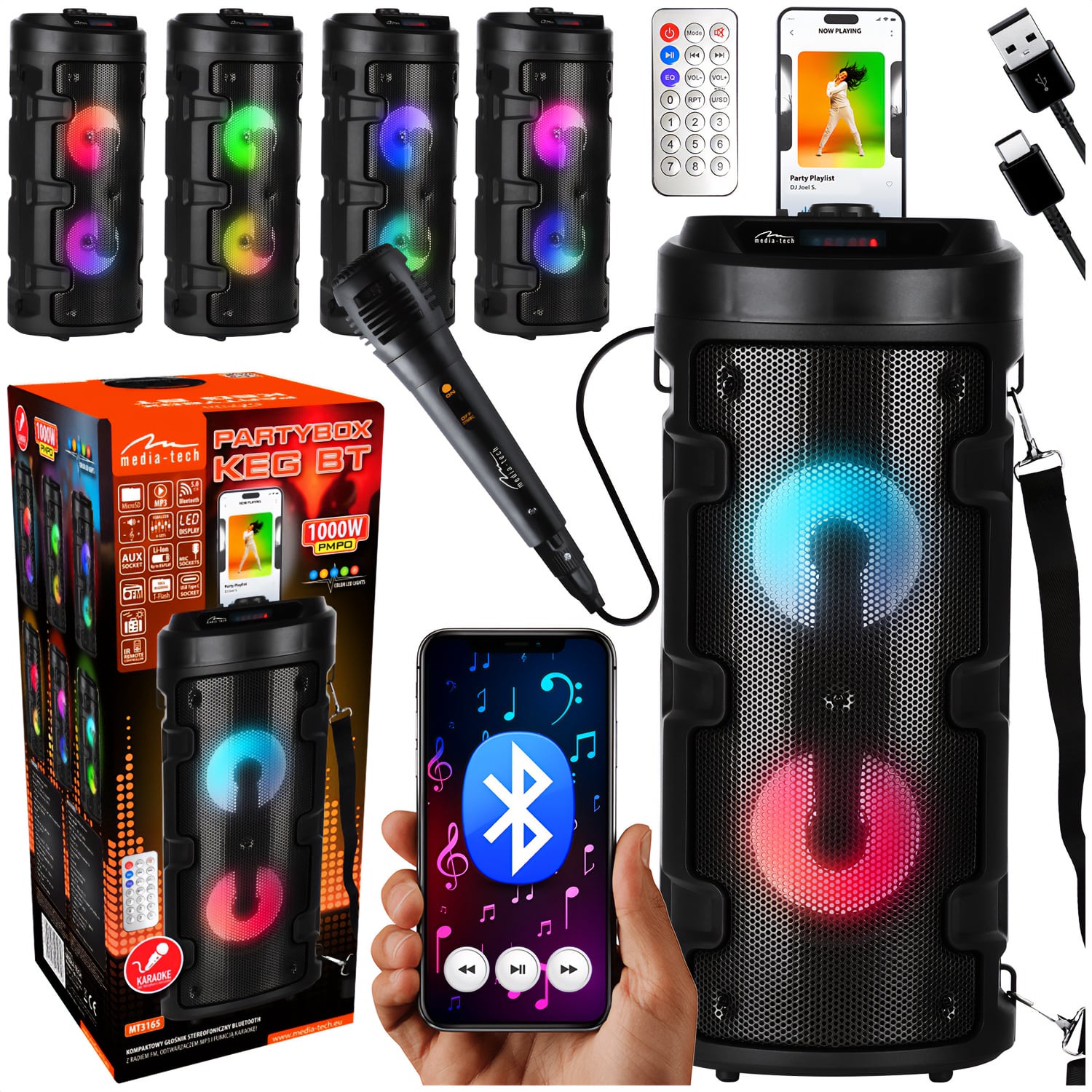 Wireless Bluetooth speaker Media-Tech PartyBox MT3165 + remote control, karaoke