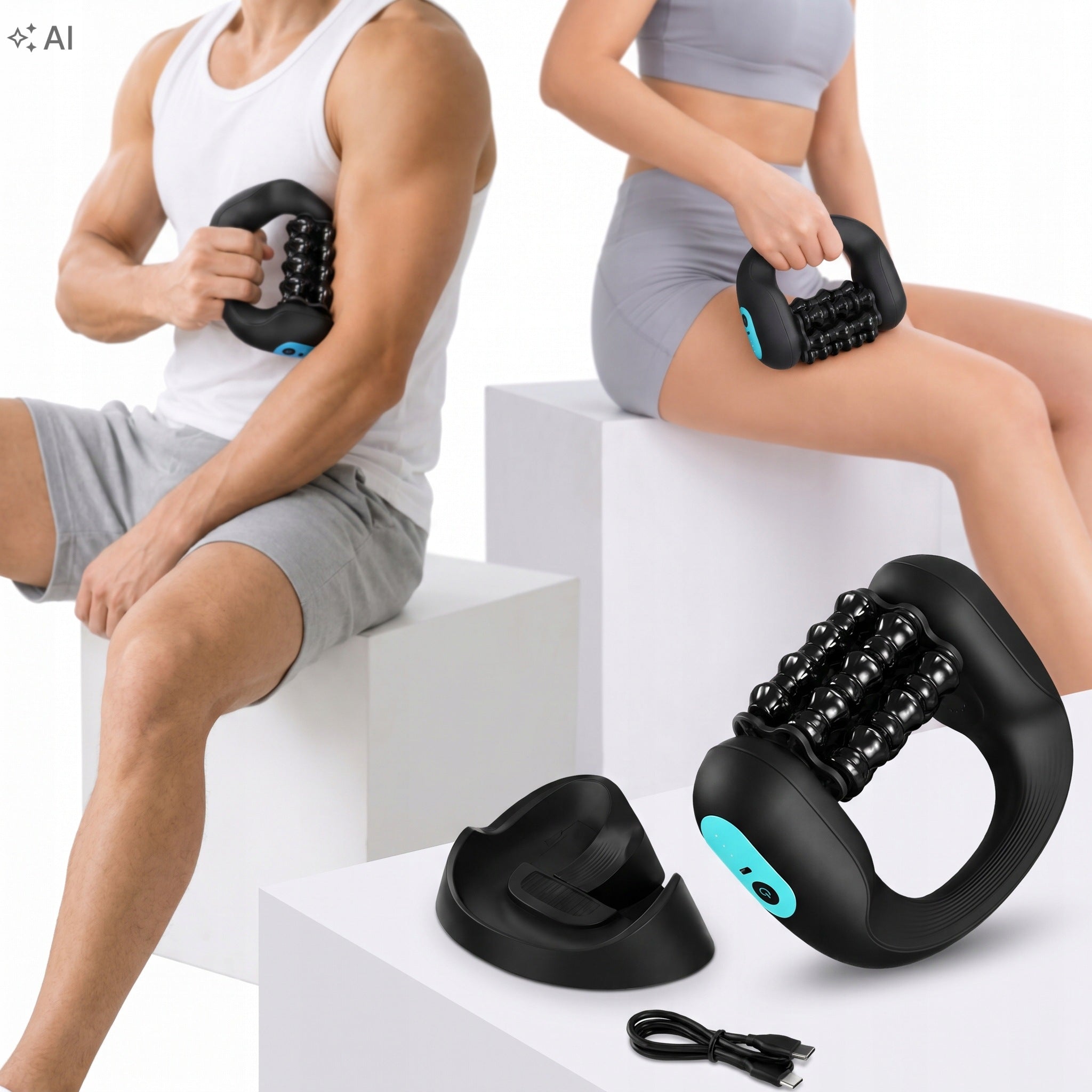 Wireless Body Roller Massager Anti-Cellulite Roll Massager with Stand Packaging status original