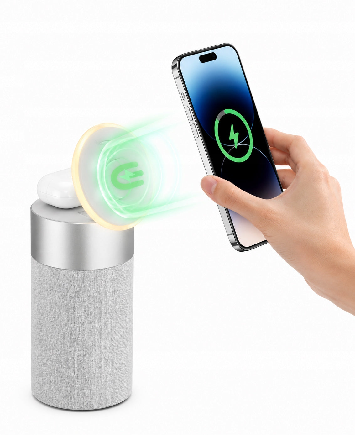 Wireless Charging Station 2in1 Speaker Light Induction Charger Manufacturer code Bezprzewodowa stacja ładująca 2w1 Głośnik