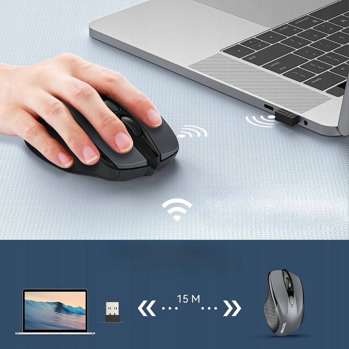 Wireless Computer Mouse 2.4G Ergonomic 6 Buttons DPI Grey Manufacturer code Mysz bezprzewodowa 2.4G ergonomiczna