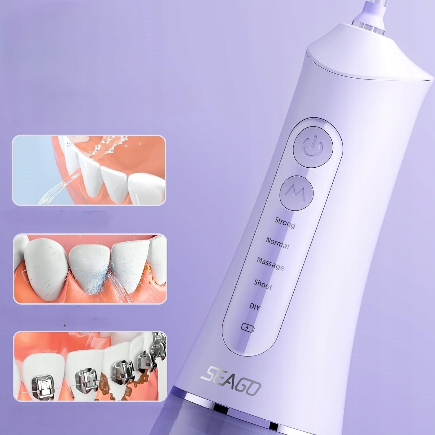 Wireless Dental Irrigator Seago Purple 300ml, 7 Nozzles, 5 Modes Manufacturer code SG-8019