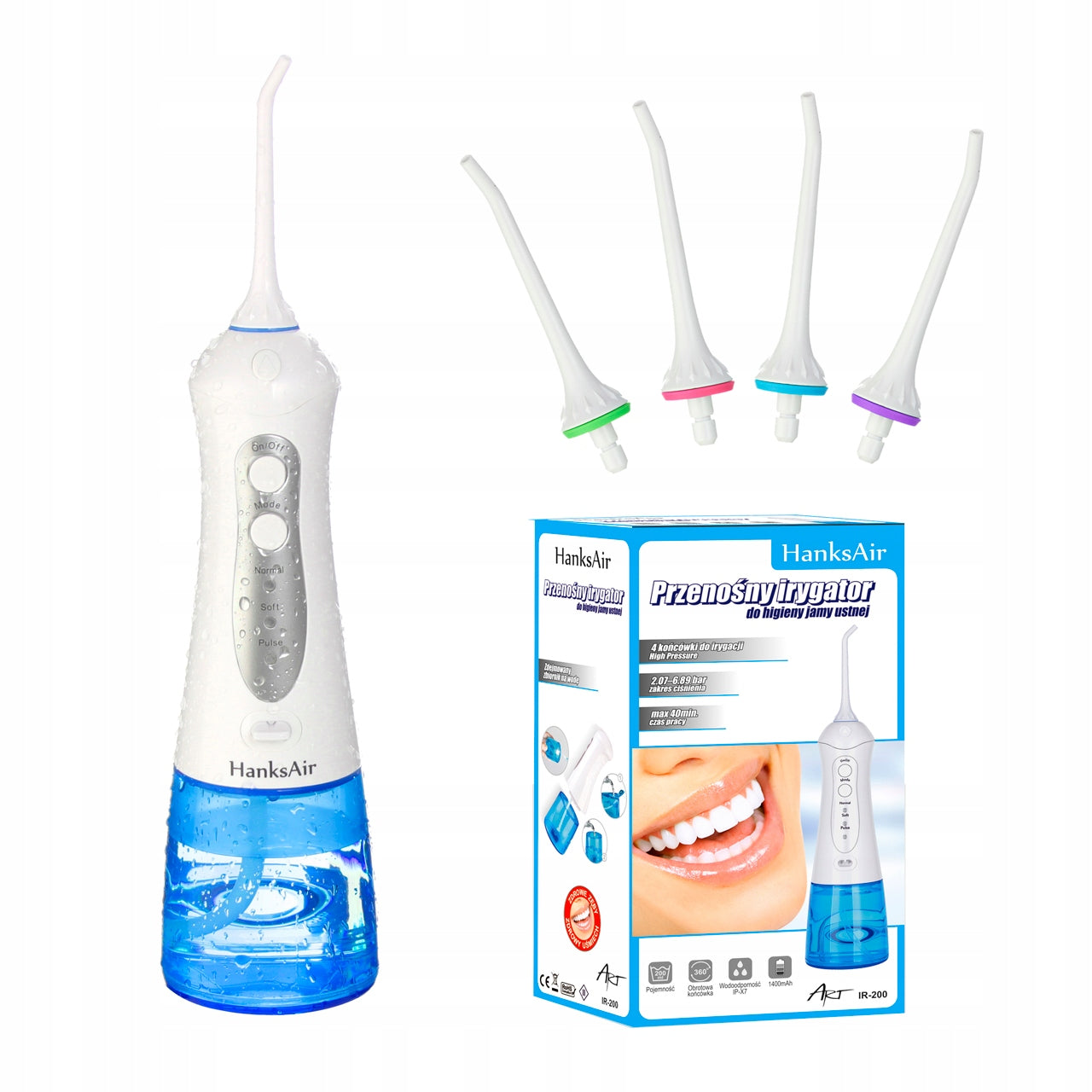 Wireless Dental Irrigator for Teeth 4 Nozzles 3 Operating Modes IR-200