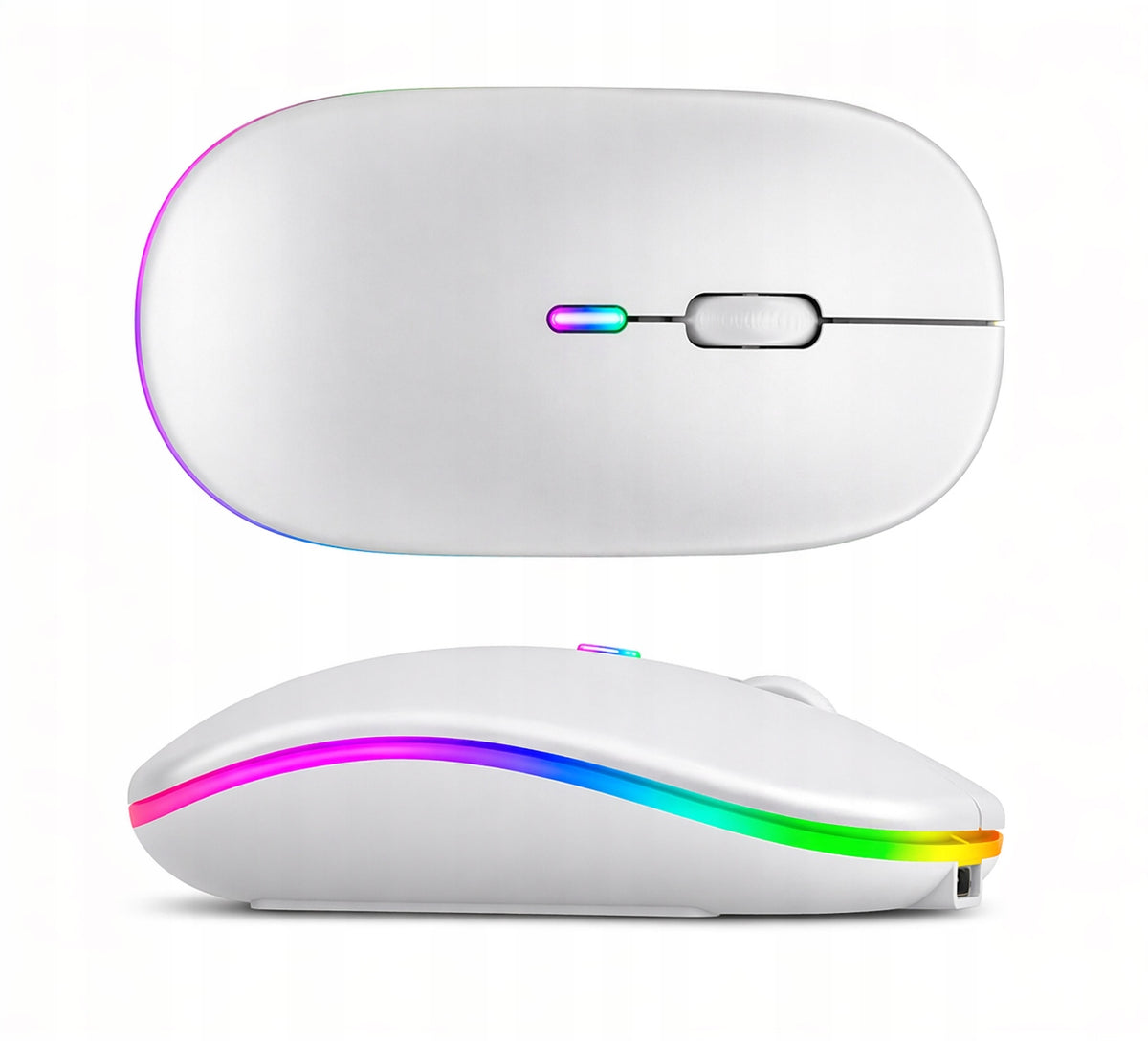 Wireless Ergonomic Mouse for Laptop Computer LED White