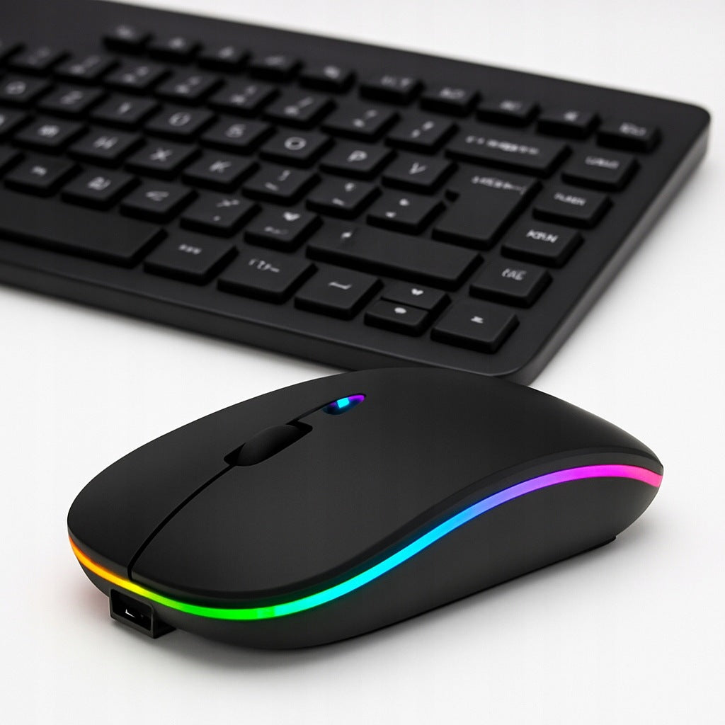 Wireless Ergonomic Mouse for Laptop LED Backlight BLACK Model MR12