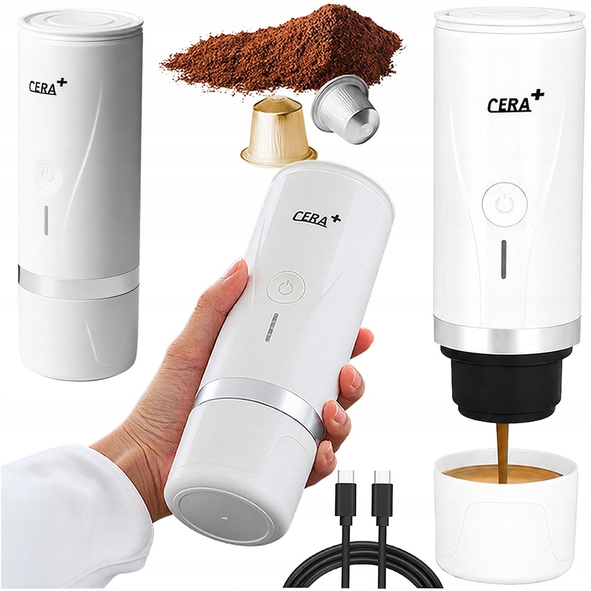 Wireless Espresso Machine CERA+ PCM01 Portable 15 Bar white