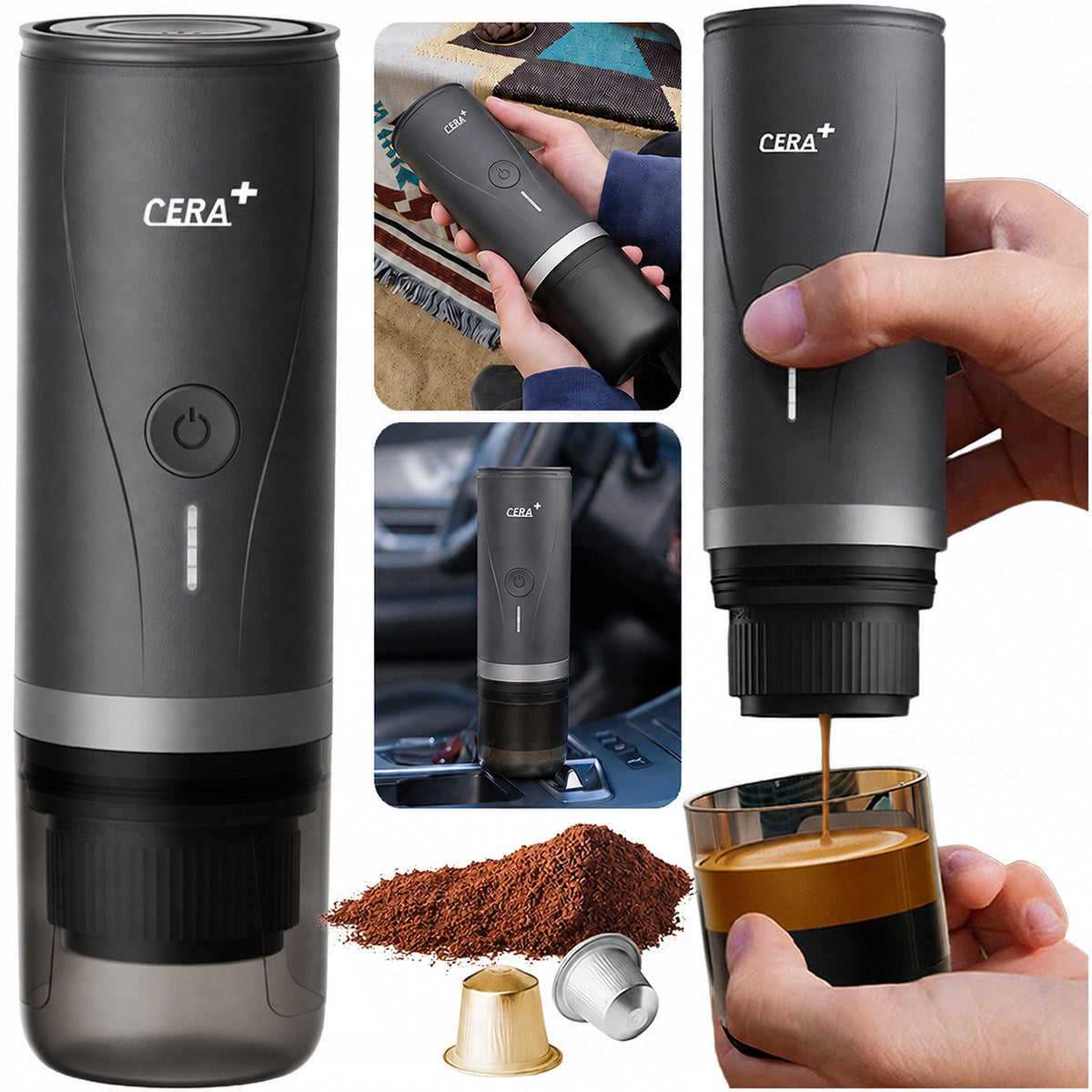 Wireless Espresso Machine CERA+ PCM03 20 Bar ground coffee capsules