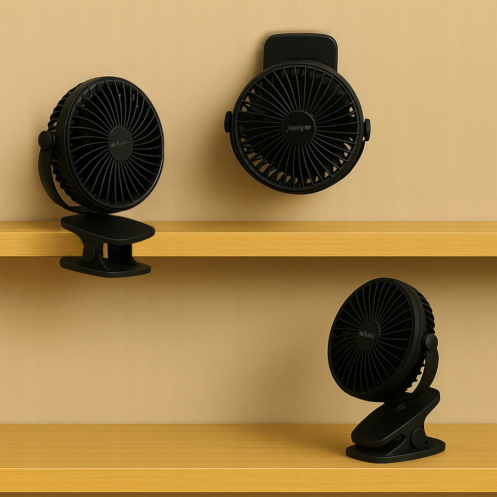 Wireless Fan with Clip Desk Fan Standing 1200mAh USB -C Model Wentylator Bezprzewodowy z Klipsem Wiatrak Stojący