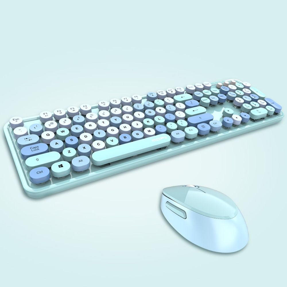 Wireless Gaming Keyboard and Mouse Combo Multimedia Round Keyboards Color multicolor