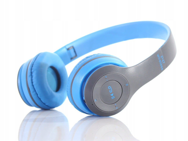 Wireless HEADPHONES with BLUETOOTH RADIO SD CARD READER color Blue Manufacturer code SLBTP47