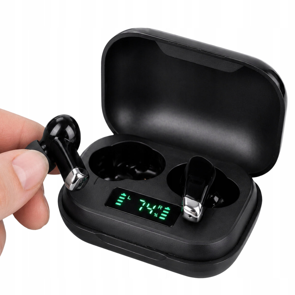 Wireless Headphones TWS Bluetooth 5.0 Microphone USB-C Case black